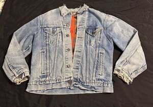 Vintage 80's/90’s Distressed GAP Flannel Lined Denim Trucker Jacket